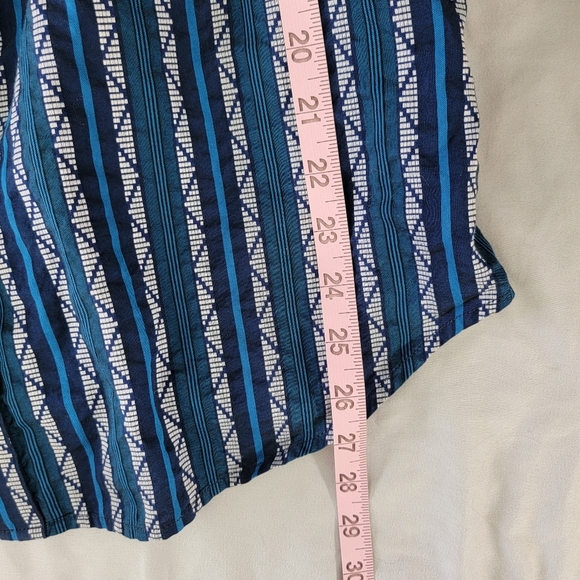 Robert Graham Flip Cuff Shirt Blue Striped Button Guitars Rock & Roll Mens Large - Picture 14 of 14